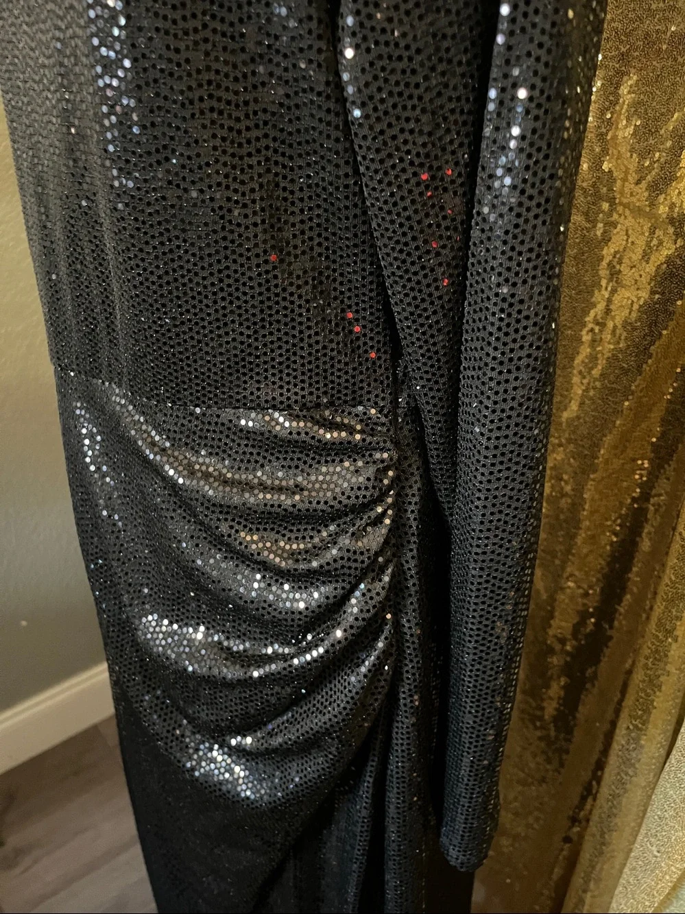 Michael Kors Black Long Sleeve Sequin Evening Dress